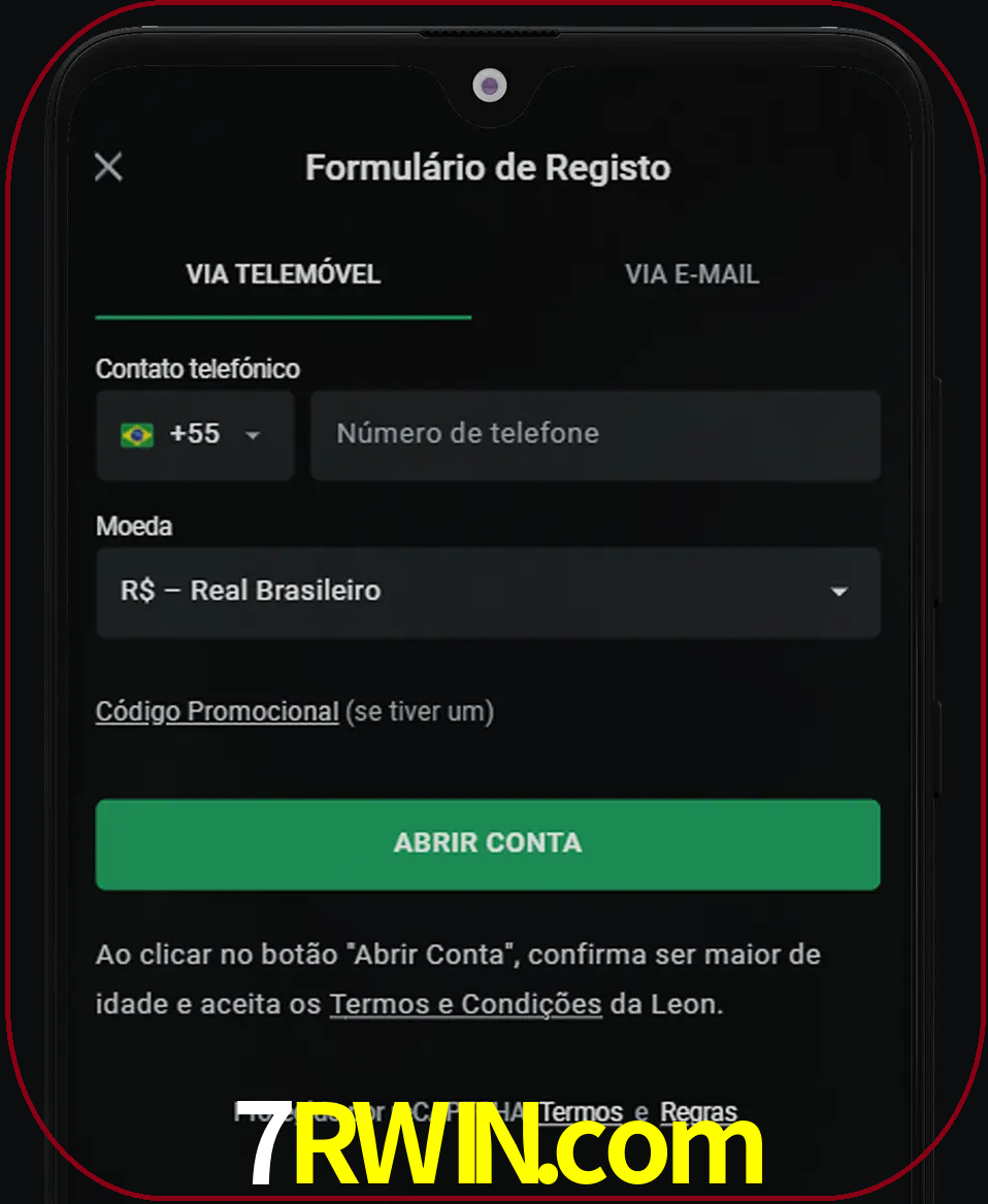 Abra o aplicativo e inicie o processo de registro.